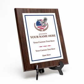Thank You For Your Service Military and First Responders Customizable Award Plaque | Easel Mount Option | Patriotic Recognition of Achievement and Service Personalizable Plaques
