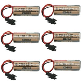 KANGLEUS (Pack of 6) Fuji FDK CR8.LHC 17450 3V 2600mAh Non-Rechargeable Battery for PLC CNC Chip Data Backup Power with Black Plug