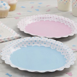 Ginger Ray Pink & Blue Spotty Paper Plates - Little Lady or Mini Mister