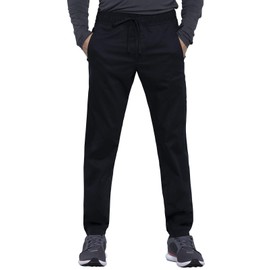 Cherokee Men Scrubs Pant Workwear Revolution Natural Rise Jogger WW012, L, Black