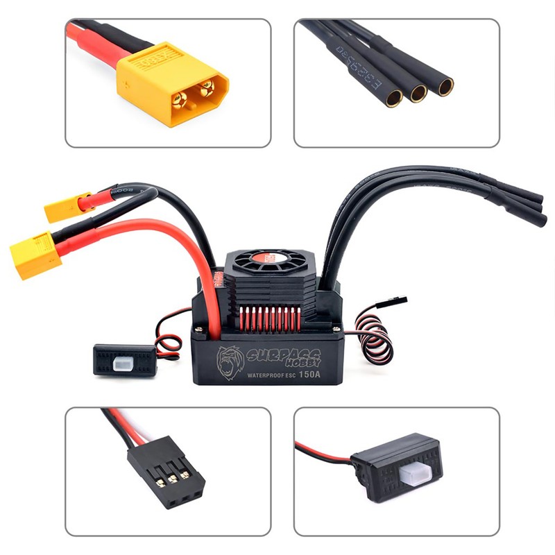 150A ESC with BEC 3-6S XT60 Plug Lipo Waterproof Brushless
