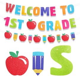 HOWAF Welcome to 1st Grade Banner, Back to School Decorations Garland Banner First Day of 1st Grade First Day of School Party Decoration for Preschool Kindergarten Classroom Party Supplies