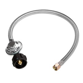 DOZYANT 2 Feet Universal QCC1 Low Pressure Propane Regulator Replacement with Stainless Steel Braided Hose for Most LP Gas Grill, Heater and Fire Pit Table, 3/8" Female Flare Nut