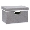 Yawinhe Storage Box with Lid, Foldable Linen Cloth Clothes Storage