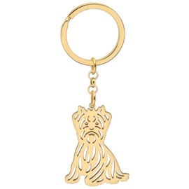 TIZURO Stainless Steel Yorkshire Terrier Keychain Pets Dog Animals Car Keys Keyring Jewelry For Women Purse Party Gifts (Gold)