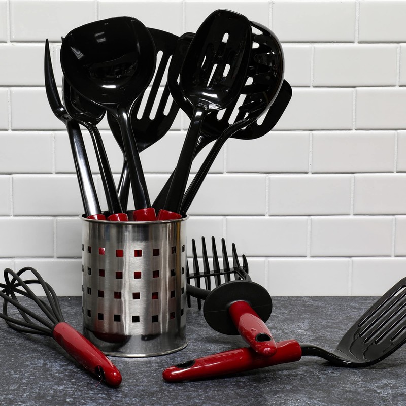 Chef Craft Select Nylon Short Turner/Spatula, 10.5 inch, Red