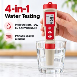 4-in-1 Digital Water Quality Tester for pH, TDS, EC & Temperature – Portable LCD Meter for Aquariums, Pools and Home Water Testing
