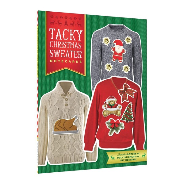 Tacky Christmas Sweater Notecards: 12 Notecards & Envelopes (Ugly Christmas Sweater Themed Greeting Cards, Funny Holiday Stationery Gag Gift)