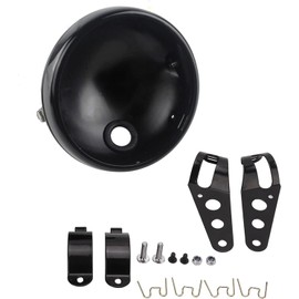 LisylineAuto 7 Inch Motorcycle Headlight Housing Bracket Headlamp Shell Cover 7" Led Headlight Housing Bucket for Harley Kawasaki Honda Yamaha Suzuki Chopper Cafe Racer Bobbe Aprilia Black