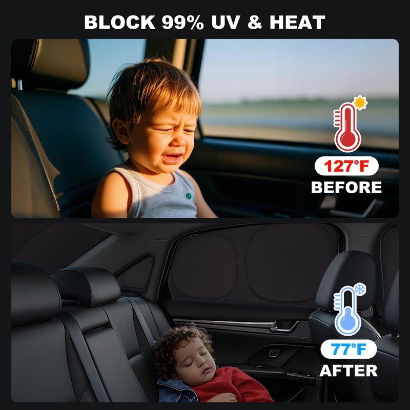 XCBYT 2019-2024 Wrangler Window Shades | 6 Layers Thickened Car