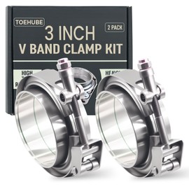 2 Set 3 Inch V Band Clamp With Quick Release Vband Clamp and Male Female Flange, 304 Stainless Steel, Leak-Proof And Fits Snugly, For Exhaust System, Turbocharger, downpipe and mufflers (2, 3.0in)