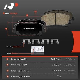 A-Premium Juego de pastillas de freno de disco de cerámica delanteras compatibles con Mazda CX-5 2013-2021, 4 piezas