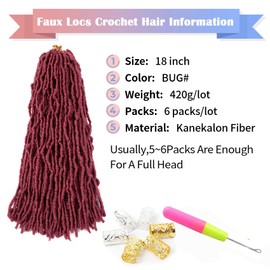 Ainimiu 18 Inch New Faux Locs Crochet Hair Soft Locs Crochet Hair Natural Faux Braids Pre-looped Synthetic Afro Roots Braid For Black Women