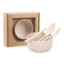 MAIXIANG Bowl Tazon Con Cubiertos Ecologico Fibra De Trigo Mx-003