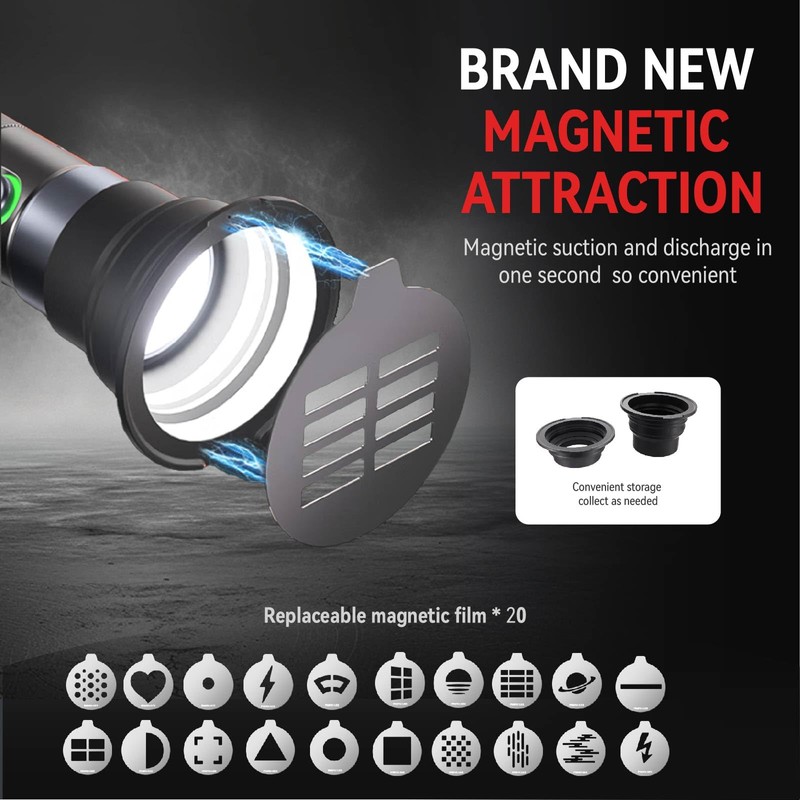 PHOTOOLEX 4 Colors Photography Flashlight with 20 Magnetic Pattern Gobos,