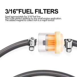 3/16" 5mm-6mm Fuel Filters, 10Pcs Gas Inline Fuel Filter with Magnet for Go Karts ATV Gasoline Powered Generator Lawn Mowers Scooters Motorcycle Windshield Washer Line and Other Small Engines