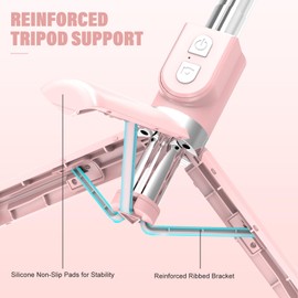 Selfie Stick with Rechargable Remote & Light (1PC), Tripod for iPhone, Cell Phone Stand for Video Recording, Portable Travel Essentials Smartphone Mount Holder, Extendable Vlogging Filming Accessories