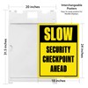 Slow Security Checkpoint Ahead Folding Floor Sign, 18x24 Inches, Portable