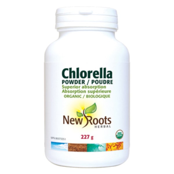 New Roots Chlorella Certified Organic Powder (Deep Green, Broken-Cell), 454g / Unflavoured