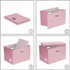PRANDOM Large Stackable Storage Bins with Lids [3-Pack] Leather Fabric