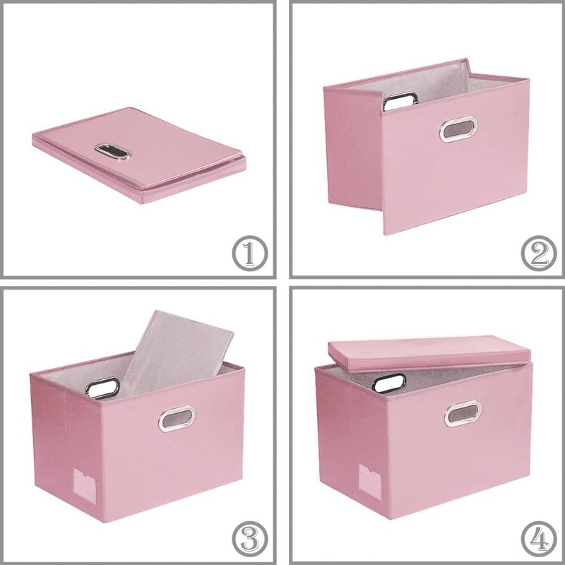 PRANDOM Large Stackable Storage Bins with Lids [3-Pack] Leather Fabric