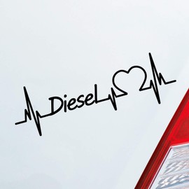 Car Sticker in Your Choice of Colour Diesel Heart Pulse Fuel Petrol Car Sticker Love Approx. 19 x 6 cm