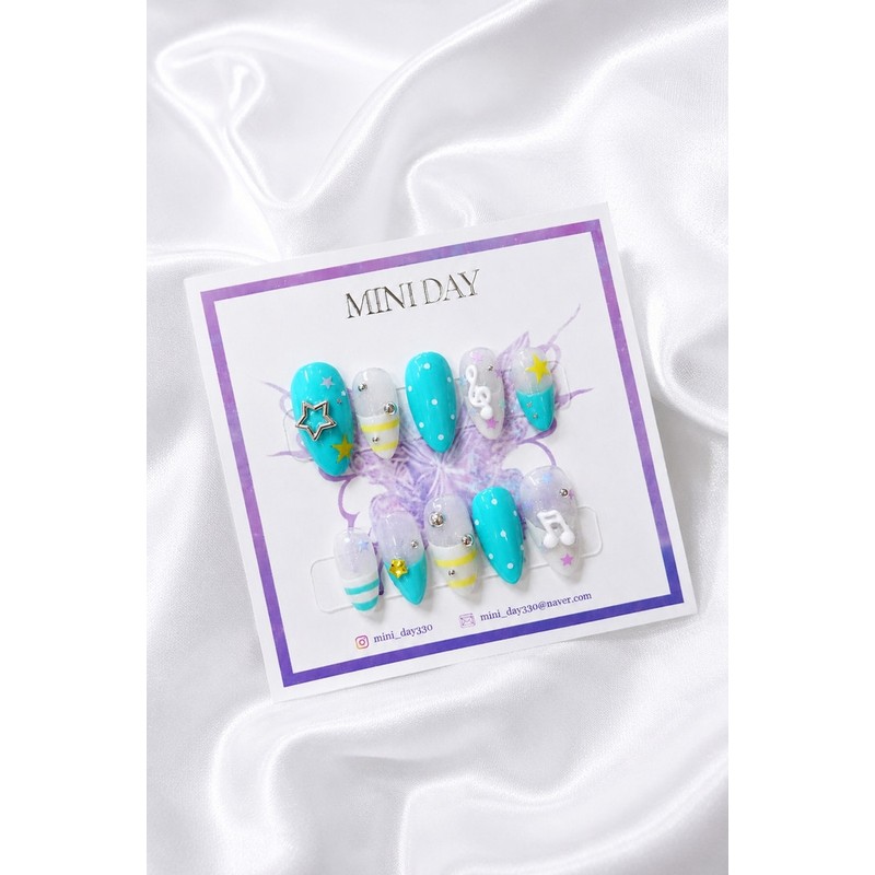 Star Melody Handmade Nail Tips - Short Ballerina / 스타
