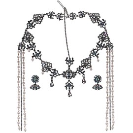 Crown Guide - Juego de diadema y aretes de vidrio para novia, diadema para novia, tiara de diamantes de imitación, accesorios para el cabello, Una talla, Metal Acero aleado, Diamantes de imitación