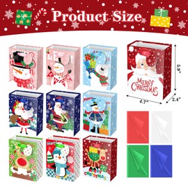 JWSCYSY 20Pack Small Chirstmas Gift Bags with Tissue Paper and Tag, Mini Paper Bags with Handles Assorted Cute Christmas Design for Xmas Holiday Presents Wrapping.