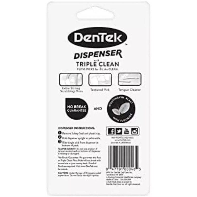 DenTek Floss Pick Dispenser with Dentek Triple Clean Floss Picks,