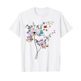 Cute Sewing Dandelion Flowers Quilting Quilter Sewer Tee T-Shirt