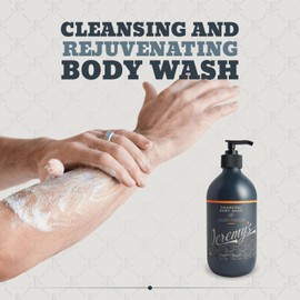 Jeremy's Razors Charcoal Body Wash for Men - All Natural, Exfoliating, Moisturizing - Non Toxic Clean Men's Body Wash, Liquid Bath & Shower Pump Soap - Normal & Sensitive Skin (Made in USA 16.9 Fl Oz)