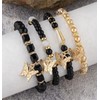 Fuqimanman2020 Boho 4pcs Butterfly Charm Gold Beaded Stackable Stretch Bracelet