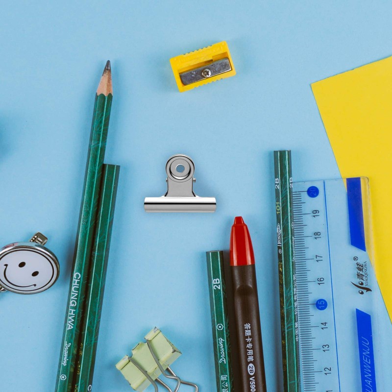 Kesote 24 Pcs Bulldog Clips Metal Locking Clips Silver 31mm