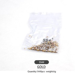 DIAO79NI Rhinestones 1440pcs SS4 Glass Nail Art Crystal Gold Flatback Gemstones for Crafts Nails Makeup Bags and Shoes Decoration（SS4, Gold）