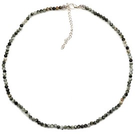 ElisaJewelryArt - Natural 3mm Eagle Eye Choker Necklace Genuine Gemstone Self-confidence Stone Clasp Closure Necklace Unisex Necklace (Eagle Eye, Silver Clasp)