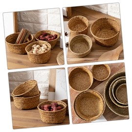 Mobestech Woven Sea Grass Storage Basket Handcrafted Fruit and Snack Container Rustic Design for Home Organization Round Shape for Kitchen and Entryway Decor