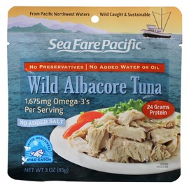Sea Fare Pacific Wild Caught Albacore Tuna, No Salt, Sport Pouch (Pack of 12)