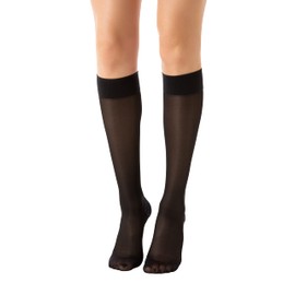 RelaxSan Basic 850P (1 Par - Negro, tg.1) Medias a la rodilla de prevención 140 Den PLUS compresión graduada