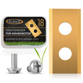 ECENCE 18 High Quality Blades for Robotic Lawnmower Includes Screws Titanium Coated Blades for Lawn Robot Replacement Blades Compatible with Worx Landroid and LandXcape Models