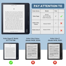 Case Compatible with Kobo Sage 8 Inch e-Reader (Model: N777 N778K, 2040 Release), Includes a Screen Protector - Premium PU Leather Cover with Auto Sleep/Wake (Moroccan Love)