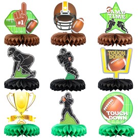 Gyufise 9 Pack Football Party Decorations Football Table Centerpiece Football Honeycomb Centerpieces Table Toppers for Football Birthday Party Football Game Supplies