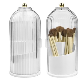 360° Rotating Brush Holder Brush Storage with Dustproof Lid, Cosmetic Make Up Organiser, Makeup Brush Holder Rotating Brush Holder Organisers, Dressing Table Makeup Brush Container, Case Make-Up