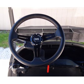 Huskey 13" Golf Cart Steering Wheel Carbon Fiber Look W/ Chrome Adapter For Club Car DS