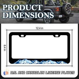 Mountains License Plate Frames - 2 Pack Iceberg Stainless Steel License Plate Holder Covers,Rust-Proof Waterproof Car Decorative Tag Frames for Standard US 12x6 Inch