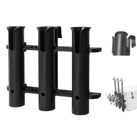 Cooler Fishing Rod Holder, 3-Tube Fishing Rod Rack with Metal Hooks, Fishing Pole Holders Fit for Most Tie-Down Slot Cooler