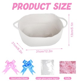 Rppiup Hamper Baskets for Gifts Empty, Gift Baskets Empty with Cellophane Bags & Pull Bows, Rope Gift Basket with Handles, Woven Hamper Kit for Baby Shower, Graduations, Birthday, Housewarming (white)