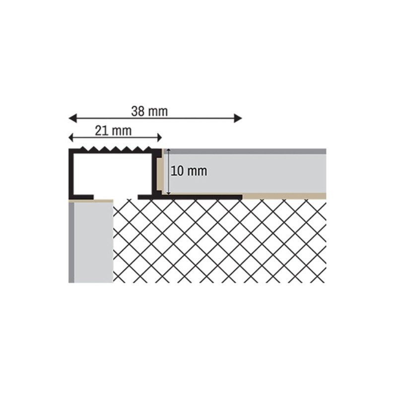 Aluminium Step Profile Tile Rail Profile Stair Rail Matt Length