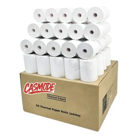 50 Rollos De Papel Térmico Casmode 80x70mm Blanco | Alta Calidad 55g | para lmpresora 80mm | Impresión Nítida, Resistente, Sin Atasco