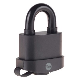 YALE Y221B/52/125/1 - Brass Closed Shackle Padlock (51mm) - Black Outdoor Weatherproof Lock for Chain, Door, Gate, Toolbox - 3 Keys - HIGH Security